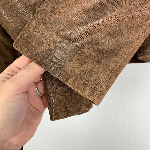 Valerie Stevens Mock Neck Suede Leather Zip Snake Skin Jacket Size Large - Picture 3 of 8